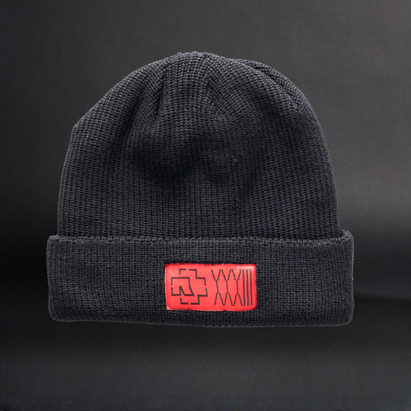 Black beanie featuring the minimalist Rammstein XXXIII logo in a clean, bold design.