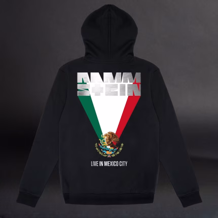 Rammstein “Live in Mexico City” Full Zip Hoodie featuring a bold Mexico City concert-inspired design and full-zip front.
